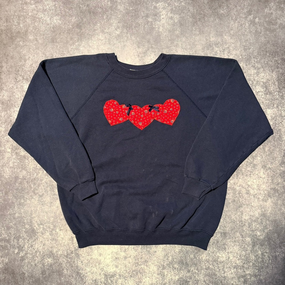 Vintage Grandma‎ Granny Heart Crewneck Sweatshirt Navy Women's XL Made USA